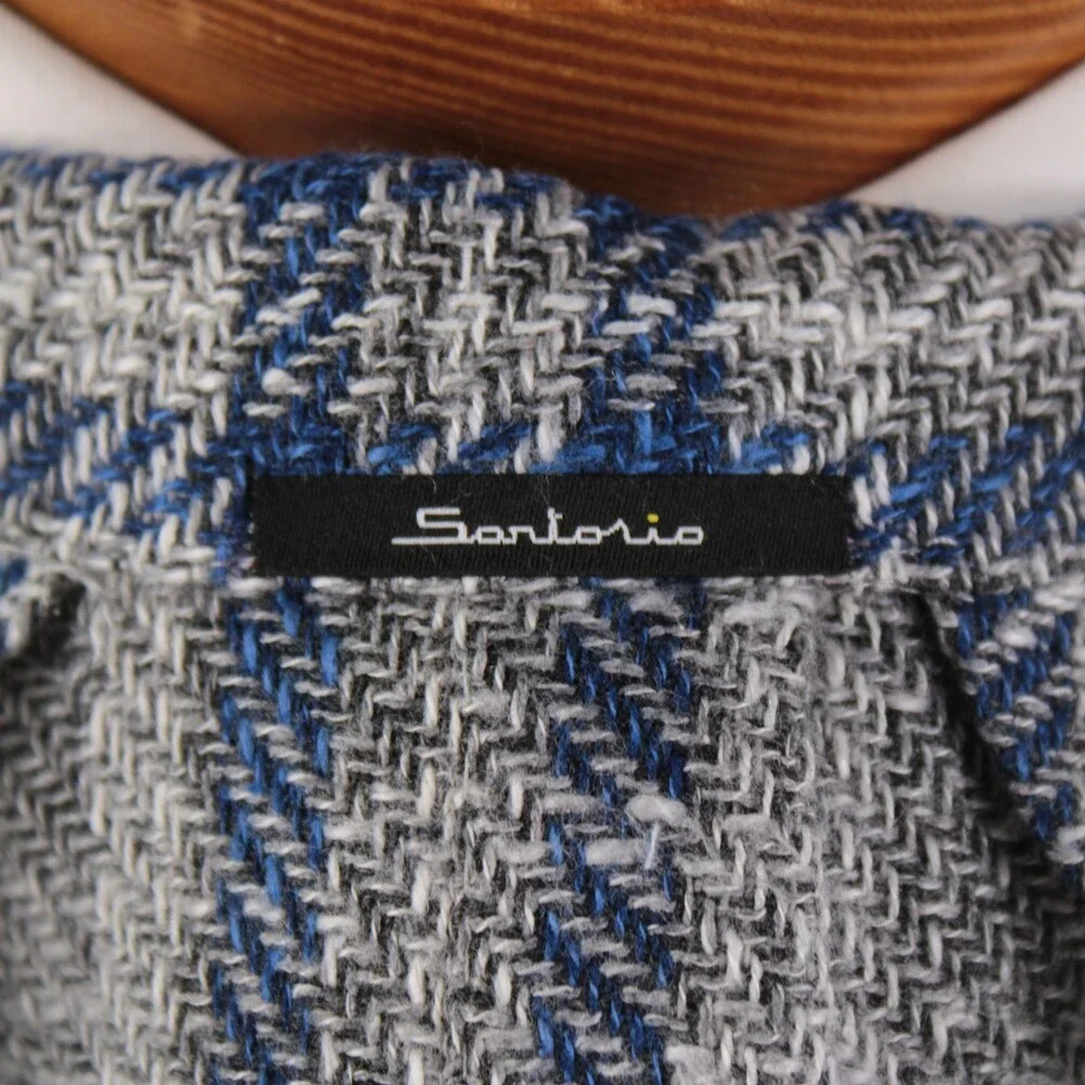 Sartorio Kiton NWT Wool Blend Sport Coat Size 52R (42R US) Gray w/ Blue & White
